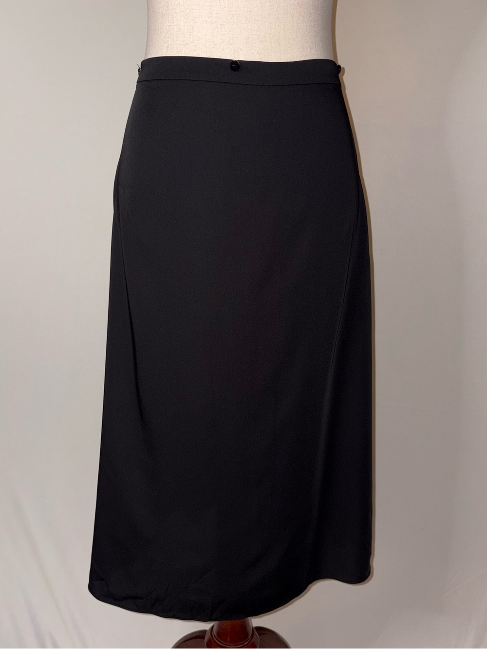 Alexis Sleek Black Matte Satin Midi Skirt Size M